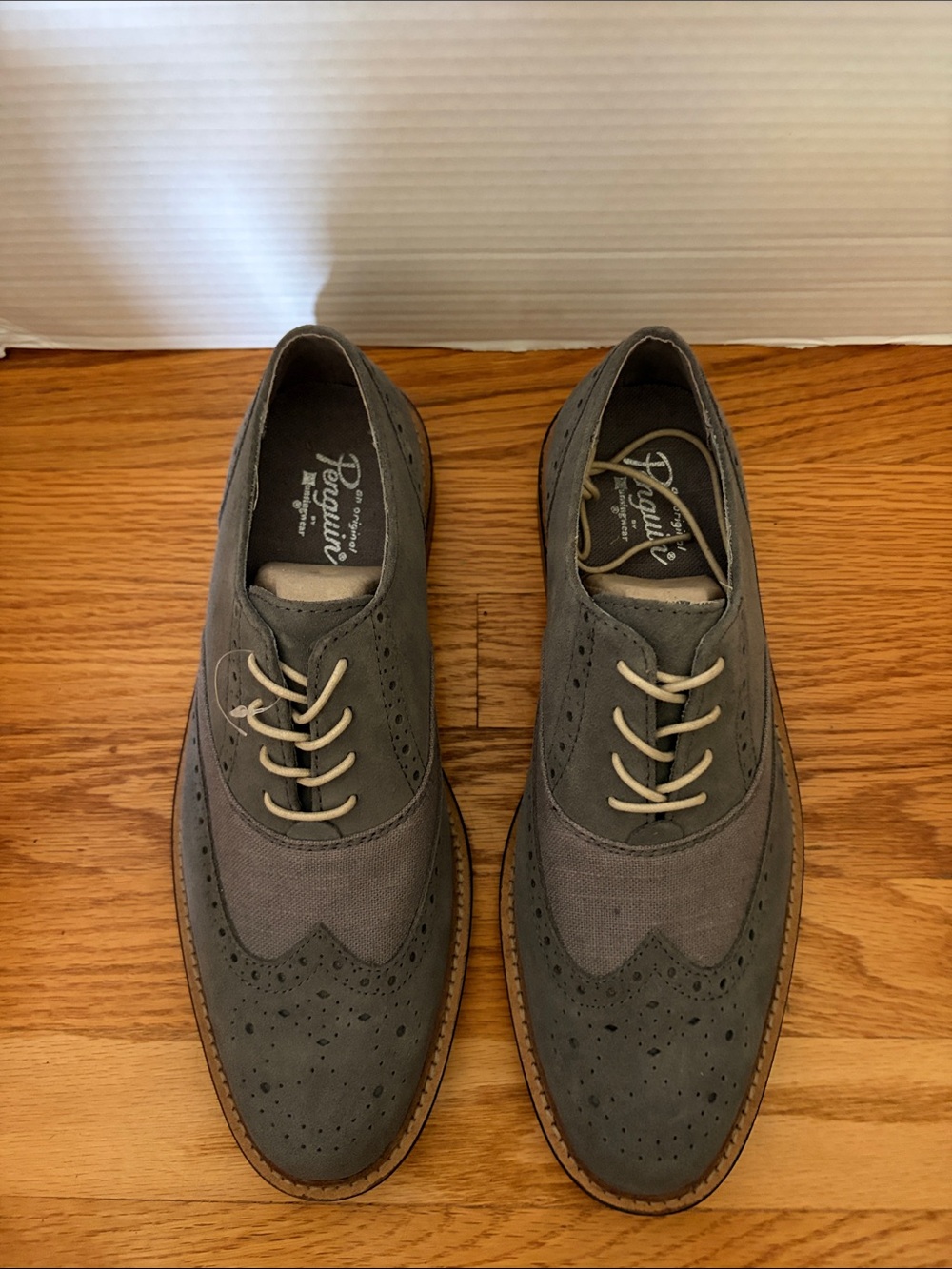 Penguin Gray Suede & Canvas Wingtip Derby